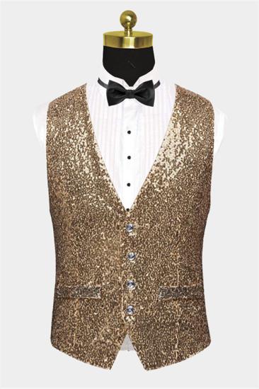 Maximilian Fashion Gold Sequined Men Vest for Prom_1