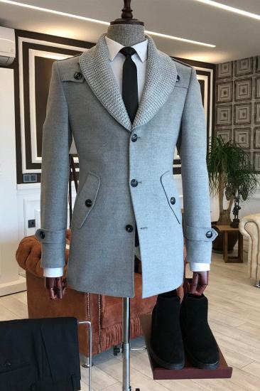 Alan Fashion Grey Knit Shawl Lapel Custom Winter Mens Blazer