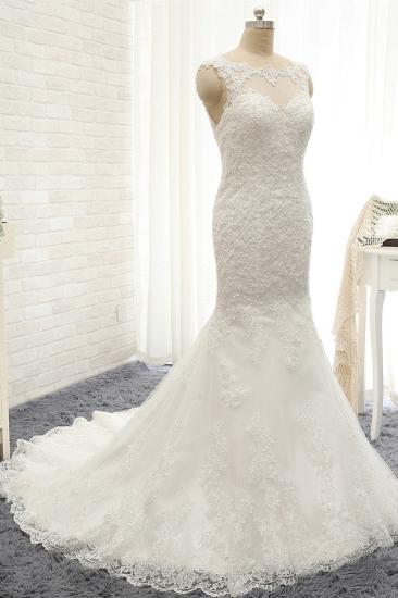 Bradyonlinewholesale Gorgeous Sleeveless Appliques Beadings Wedding Dress Jewel Tulle White Bridal Gowns On Sale_3