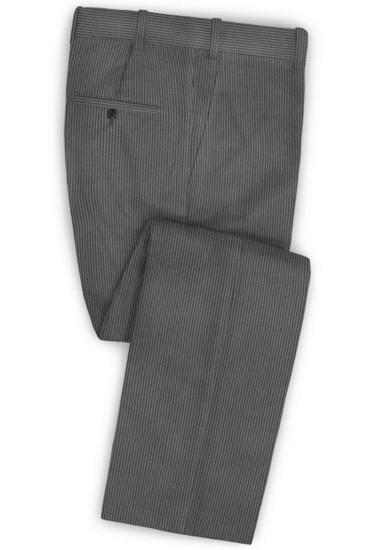 Grey Corduroy Mens Suit Two Piece |  Notched Laple Business Tuxedo_3