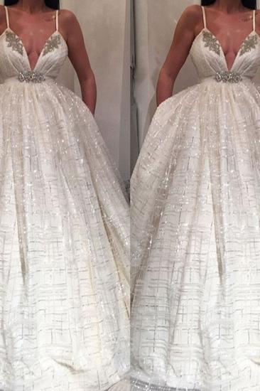 Gorgeous V-Neck Sequins Wedding Dress | Crystal Evening Party Dress_2
