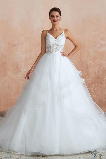 Chic Spaghetti Straps Lace Wedding Dress with See Through Bodice_1