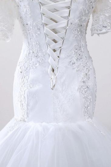 Bradyonlinewholesale Glamorous Jewel Tulle Lace Wedding Dress Mermaid Short Sleeves Beading Bridal Gowns Online_5