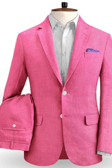 Latest Fuchsia Jacket Pants Design Linen Men Suit |  Formal Slim Fit Blazer Summer Beach Tuxedo_2