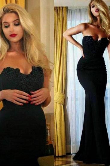 Mermaid Sexy Black Simple Evening Dresses Sweetheart Appliques Prom Dress_2