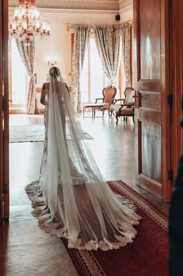 Off-the-Shoulder Appliques Lace Mermaid Wedding Dresses Long Sleeve_10