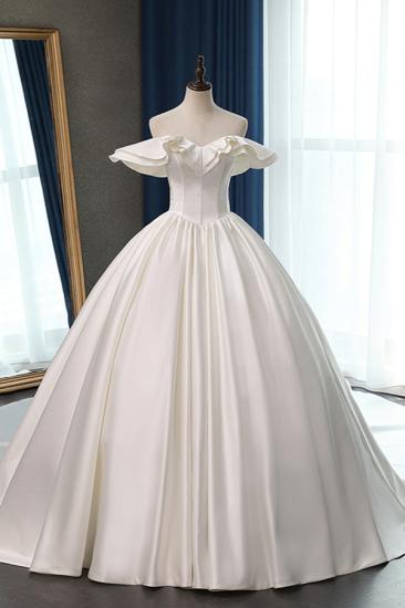 Bradyonlinewholesale Stylish Strapless Sweetheart Satin Wedding Dress Ruffles Sleeveless Ball Gowns Bridal Gowns On Sale_1