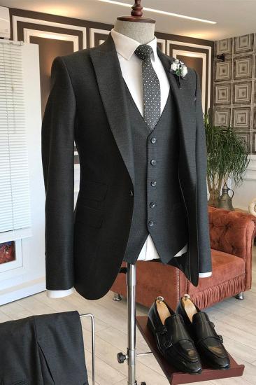 Levi Black 3 Piece Double Breasted Vest Mens Tailored Business Suit_1