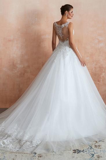 Fantastic Tulle Appliques Sleeveless White Wedding Dress_5