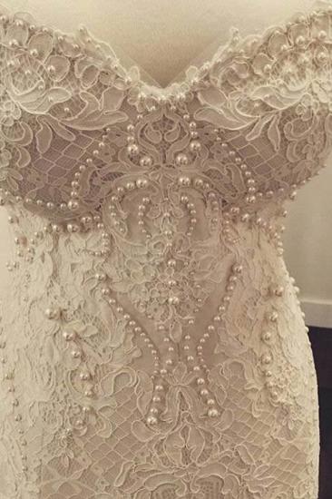 Gorgeous Sweetheart Lace Mermaid Pearls Zipper Wedding Dress_3
