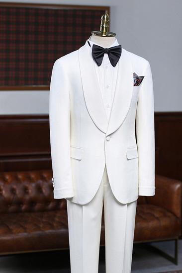 Alva Classic White 2 Piece Slim Fit Custom Groom Wedding Set_2