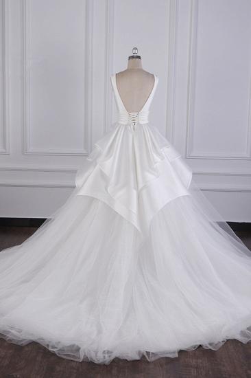 Bradyonlinewholesale Chic Ball Gown Jewel Layers Tulle Wedding Dress White Sleeveless Ruffles Bridal Gowns Online_3