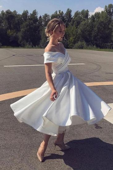 Simple A Line Short Wedding Dress | Satin wedding dress short_2