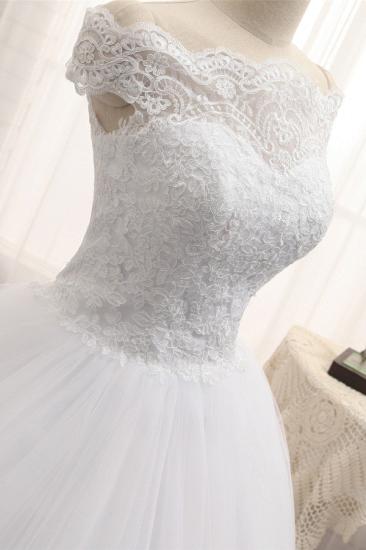 Bradyonlinewholesale Modest Bateau Tulle Ruffles Wedding Dresses With Appliques A-line White Lace Bridal Gowns On Sale_4