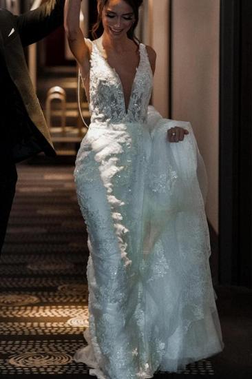 Designer wedding dresses mermaid lace | Sexy wedding dresses V neckline_5
