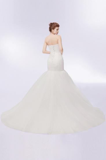 Mermaid Sweetheart Strapless Ivory Tulle Wedding Dresses with Lace-up_5