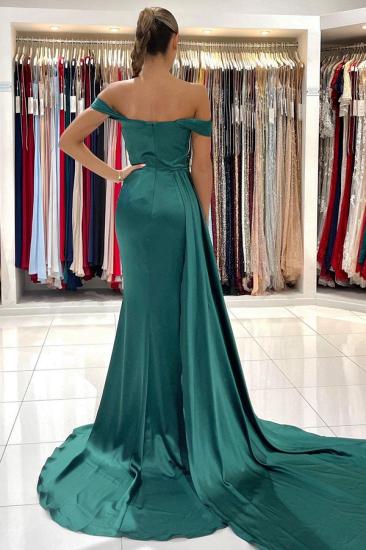 Simple and Inexpensive Dark Green Long Card Shoulder Ball Gown_2