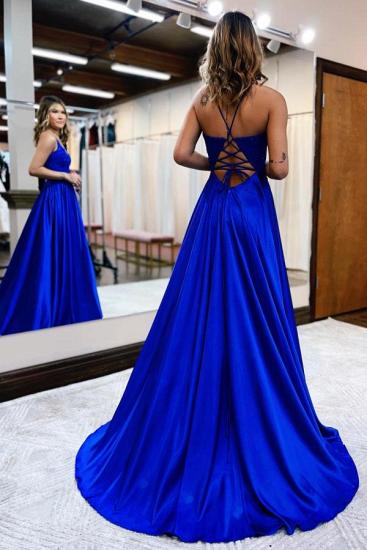 Royal Blue Spaghettistraps A Line Prom Dresses Evening Gowns_2