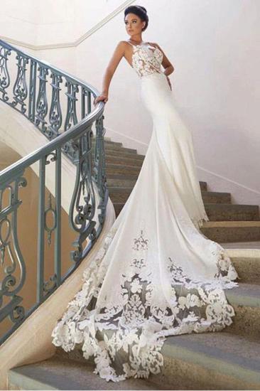 Spaghetti Strap Lace Wedding Dress Online with Chapel Train | White Bridal Gowns_2