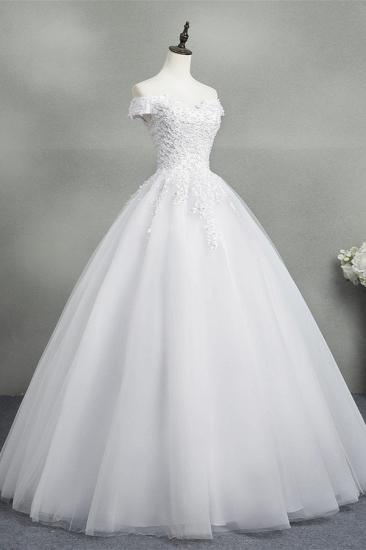 Bradyonlinewholesale Stunning Off-the-Shoulder Sweetheart Wedding Dresses Short Sleeves Lace Appliques Bridal Gowns On Sale_6