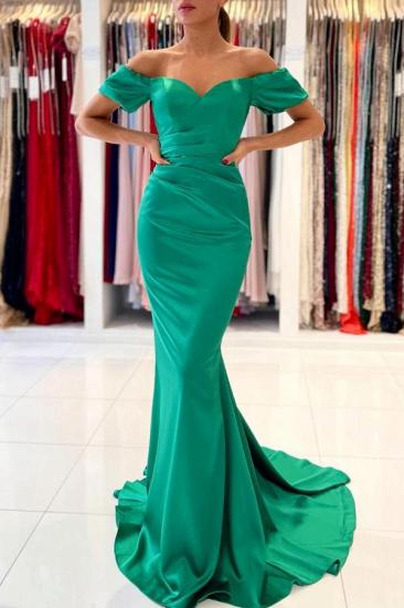 Stunning Off-the-Shoulder Satin Mermaid Evening Gown_1