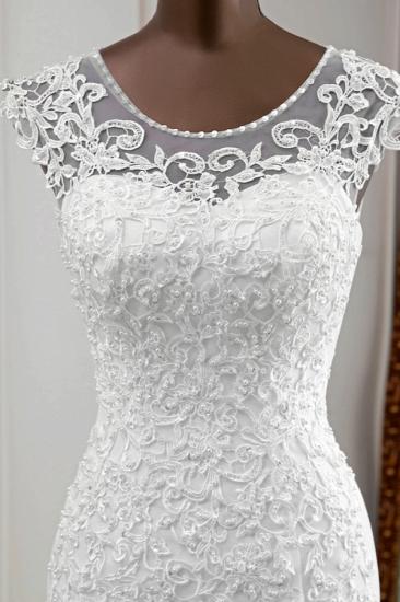 Bradyonlinewholesale Gorgeous Jewel Sleeveless White Lace Mermaid Wedding Dresses with Appliques_6