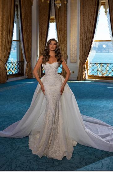 Amazing Strapless Mermaid Bridal Gown with Detachable Train_1