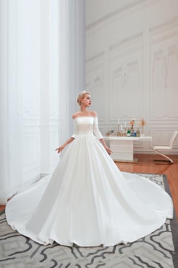 2/3 Long Sleeve Ball Gown White Wedding Dress with Soft Pleats | Simple Luxury Bridal gwons for Winter Wedding_9