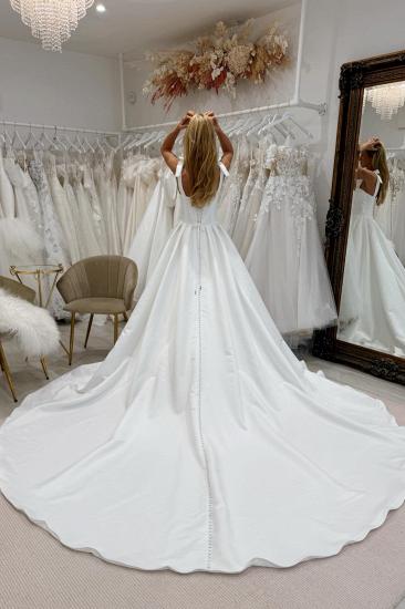 Classy Sweetheart Satin Lace up A-Line Wedding Dresses with Train_2