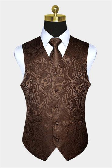 Brown Paisley Waistcoat with Tie