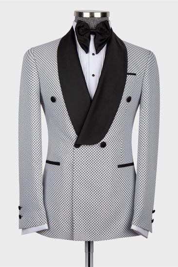 New white double-breasted slim fit shawl lapel men's suit