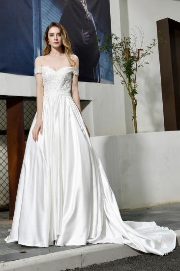 Beautiful Backless Off the Shoulder Sweetheart White Fall/Winter Wedding Dress_1
