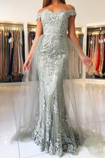 Elegant Princess Tulle Off-the-shoulder Lace Mermaid Prom Dresses_2