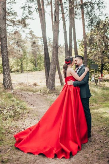 Red Wedding Dresses A Line | Satin Wedding Dresses Cheap_3