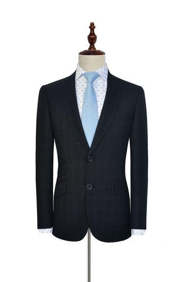 Mens Black Check Classic Suit | Notched Lapel Three Slant Pocket Business Suit