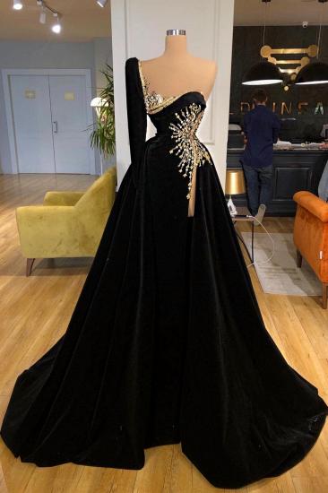 Vintage Evening Dresses Long Black Prom Dresses with Glitter