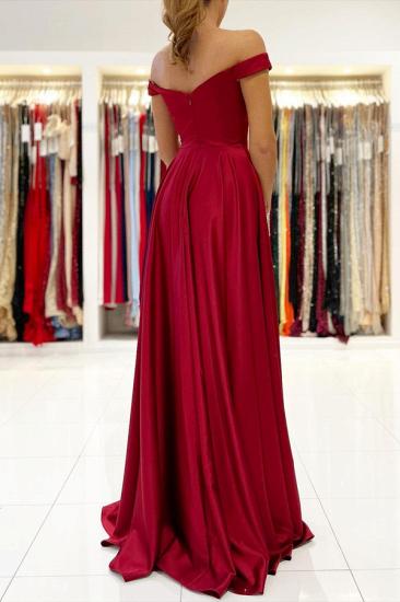 Red Off Sholder Evening Maxi Dress with Side Slit_2