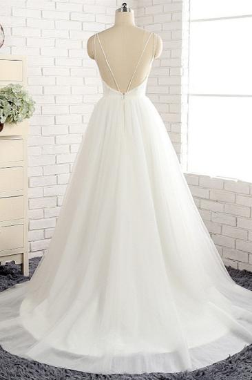 Bradyonlinewholesale Affordable Spaghetti Straps White Wedding Dresses A-line Tulle Ruffles Bridal Gowns On Sale_2