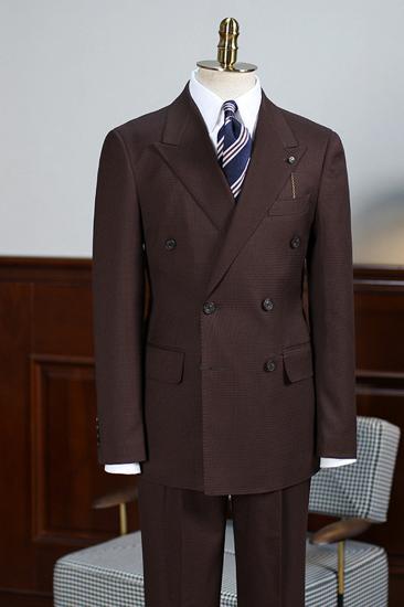 Albert Dress Coffee Point Lapel Double Breasted Suit_2