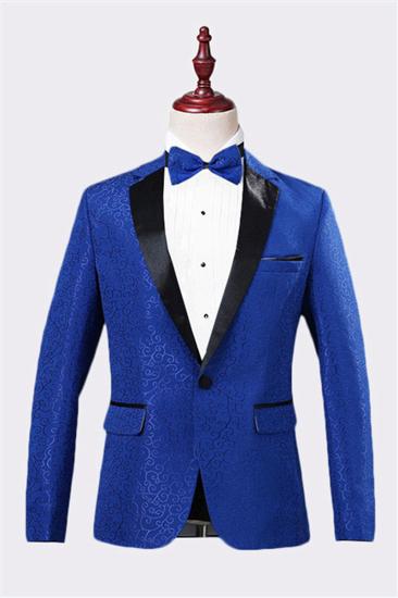 Royal Blue Jacquard Tuxedo Jacket |  Mens Fashion Slim Fit Blazer