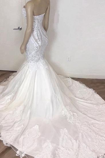 Stunning Strapless Mermaid White Beach Wedding Dress | Sexy Low Back Bridal Gowns on Sale_2