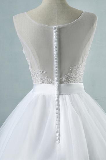 Bradyonlinewholesale Chic Square Neckling Sleeveless Wedding Dresses White Tulle Lace Bridal Gowns On Sale_6