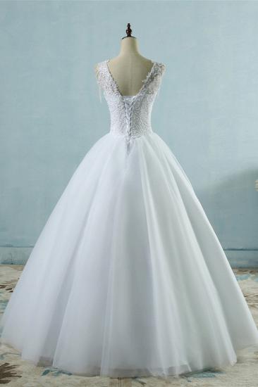 Bradyonlinewholesale Glamorous Straps Sweetheart White Wedding Dress Sleeveless Appliques Beadings Bridal Gowns_2