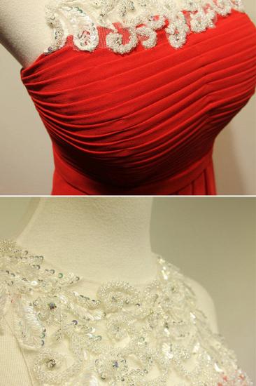 Red Elegant Applique Evening Gowns Sweep Train Atteactive Halter Sleeveless Dresses_4