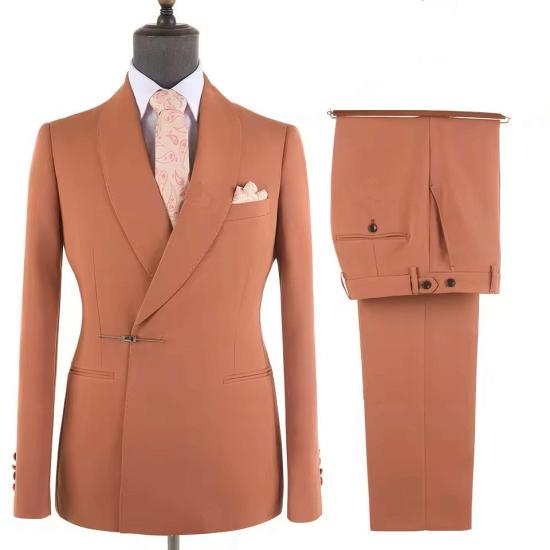 Orange Shawl Lapel New Arrival Men's Formal Suit with Bolt Buckle_2