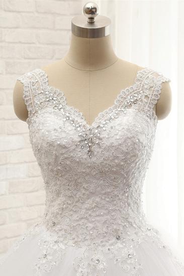 Bradyonlinewholesale Chic Straps V-Neck Tulle Lace Wedding Dress Sleeveless Appliques Beadings Bridal Gowns On Sale_4