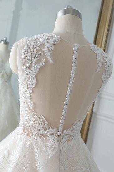 Bradyonlinewholesale Elegant Jewel White Tulle Lace Wedding Dress Sleeveless Appliques A-Line Bridal Gowns Online_6