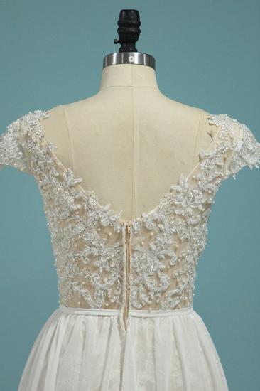 Bradyonlinewholesale Simple Chiffon Ruffles Lace Wedding Dress Appliques Cap Sleeves V-neck Beadings Bridal Gowns On Sale_7