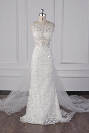 Bradyonlinewholesale Glamorous Jewel Beadings Sheath Wedding Dress Tulle Beadings Appliques Bridal Gowns On Sale