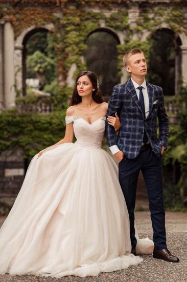 Elegant A-Line Card-Shoulder Heart-Neck Wedding Dresses | Cheap A-Line Wedding Dresses
